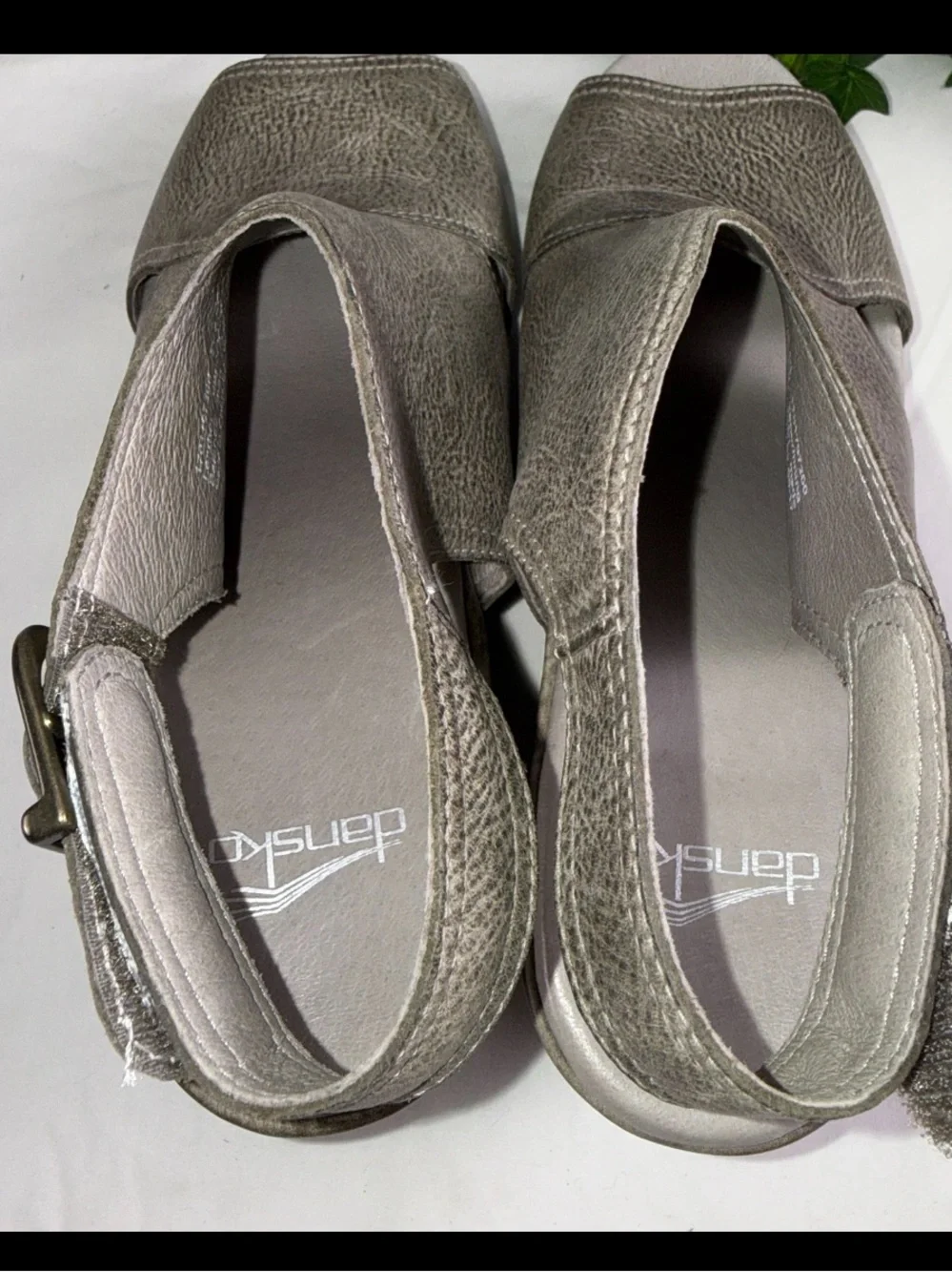 Dansko Vanda Ankle Bootie EU40 US10 Taupe L Slingback Heeled Sandals Wedge Shoe